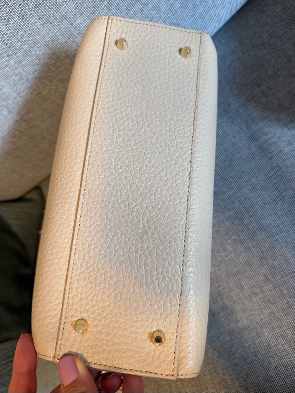 Furla Cream Pebbled Leather Top Handle Satchel with Gold Hardware - Picture 10 of 10